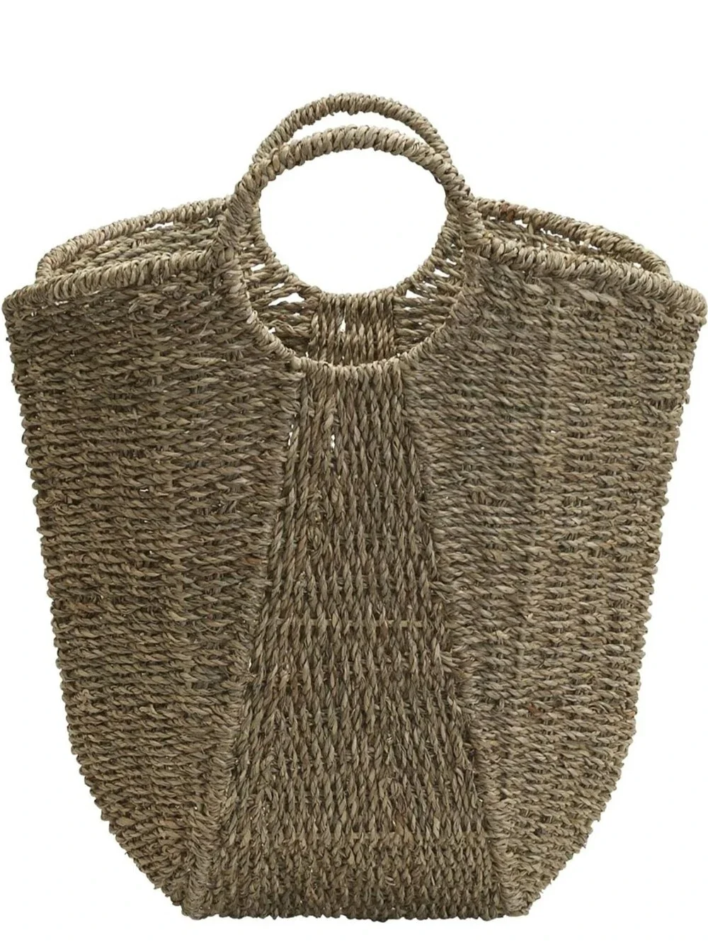 Household Essentials Brown Wicker Storage Basket W Handles Lge Natural Seagrass